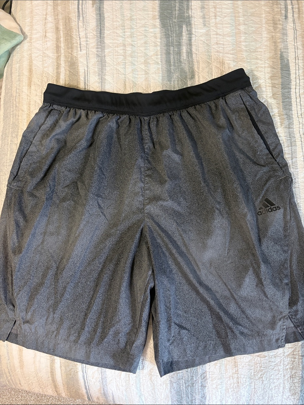 adidas Men’s Heather Dark Gray Athletic Shorts with Black Waistband